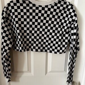 Black and White Checkered Women's Top